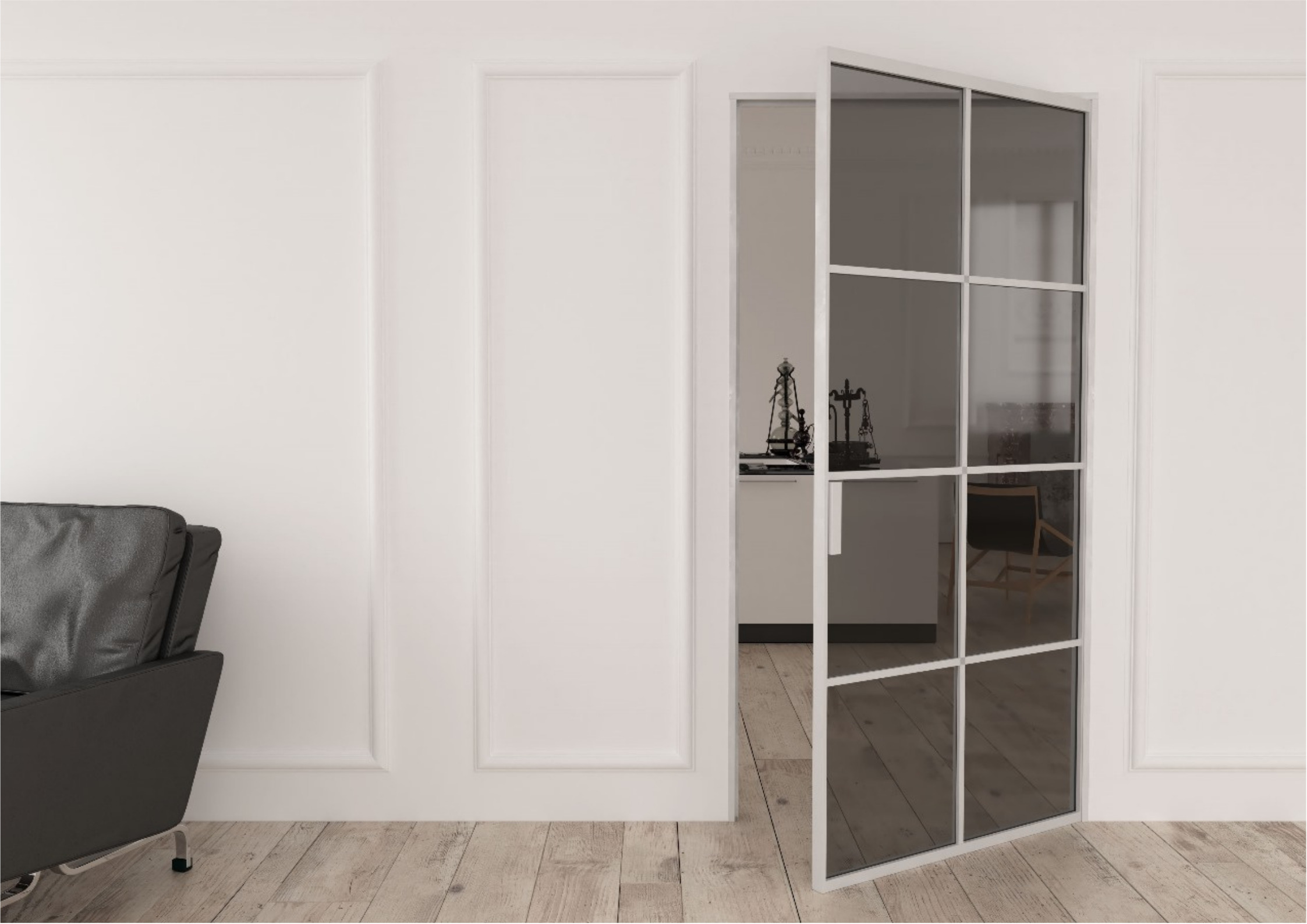 puerta abatible de cristal