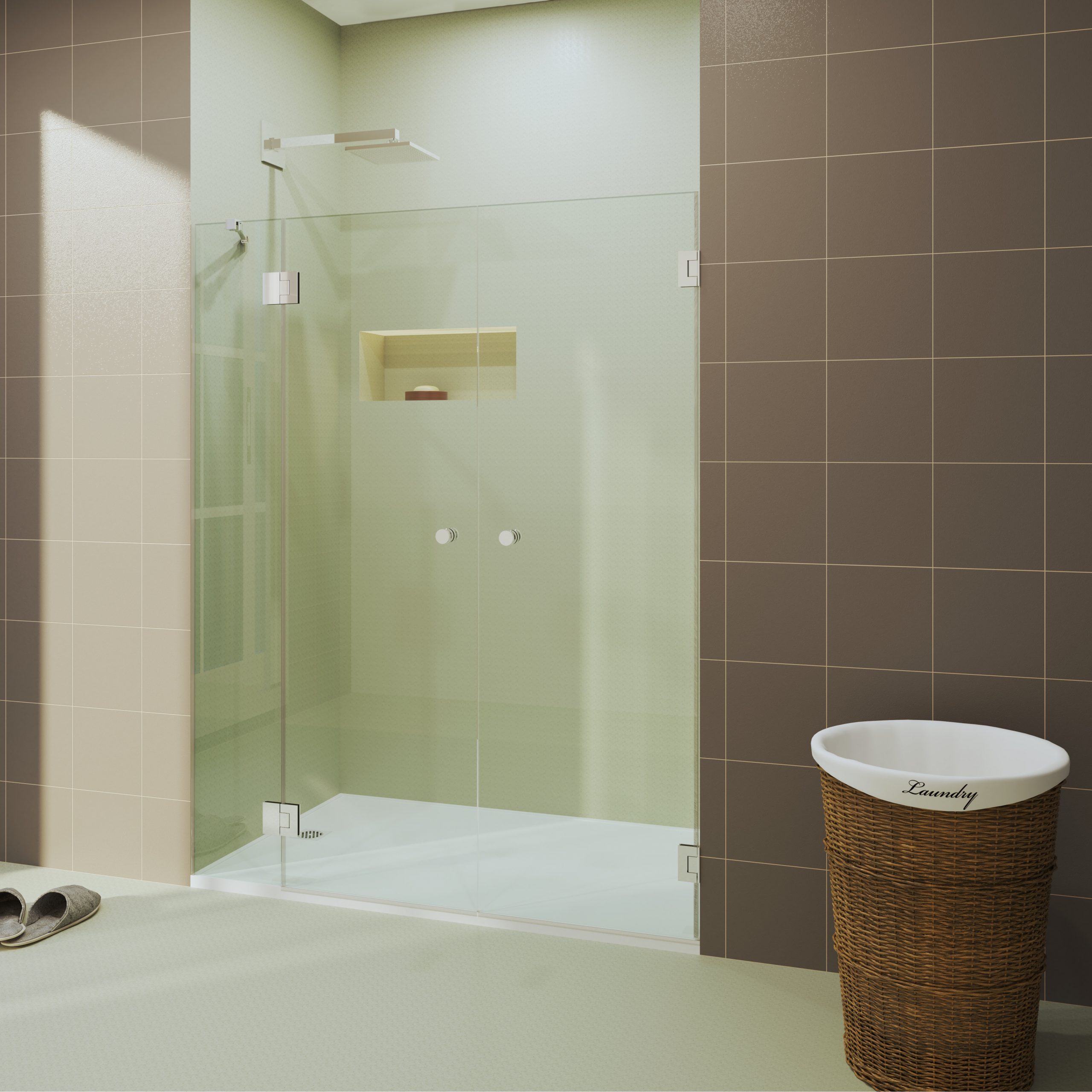 Mampara frontal dos paneles fijos y uno abatible