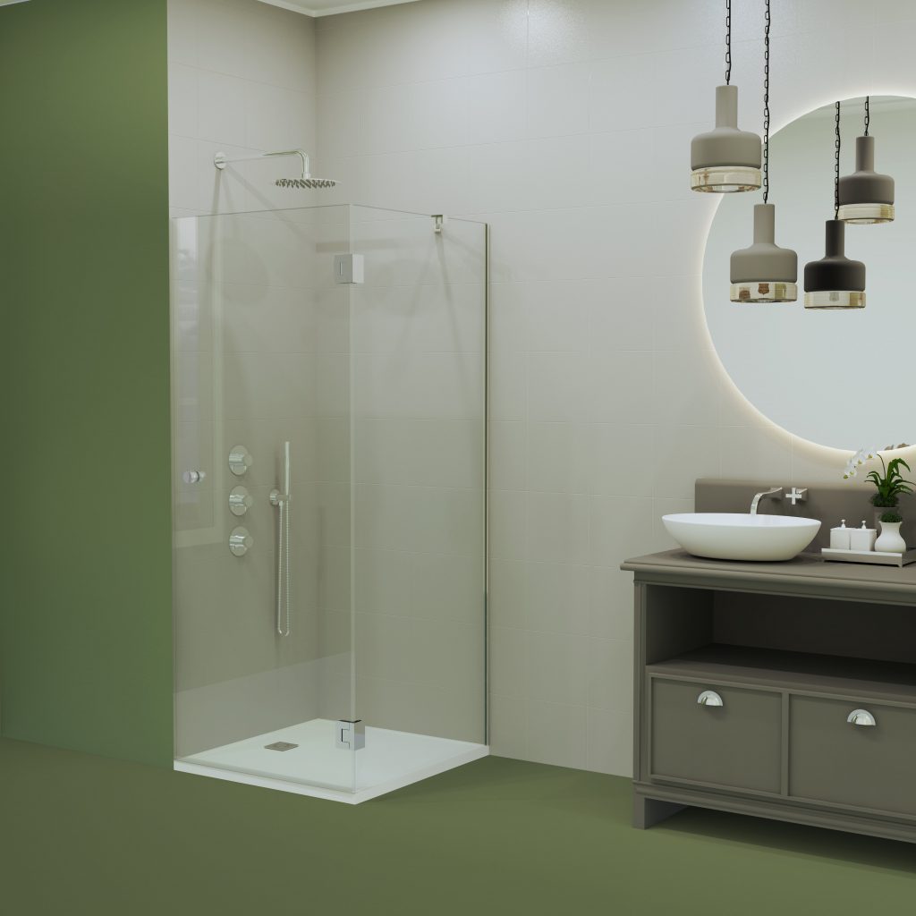 Mampara 1 panel fijo y 1 abatible