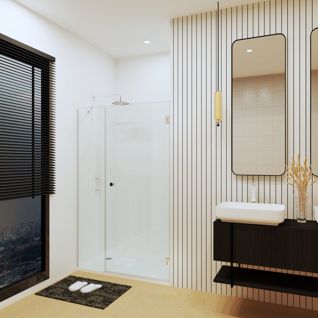 Mampara frontal un panel fijo y uno abatible