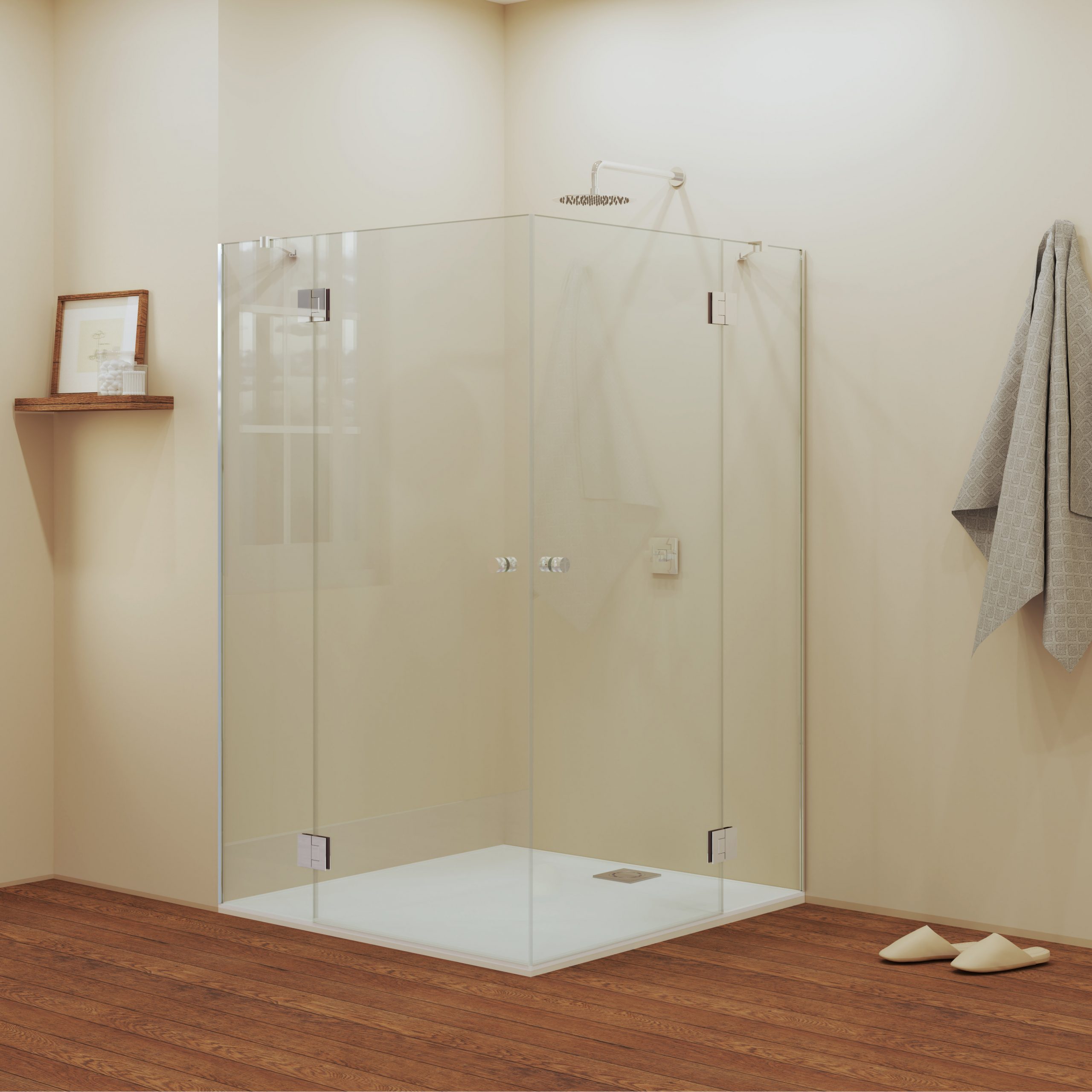 Mampara dos fijos y dos abatibles